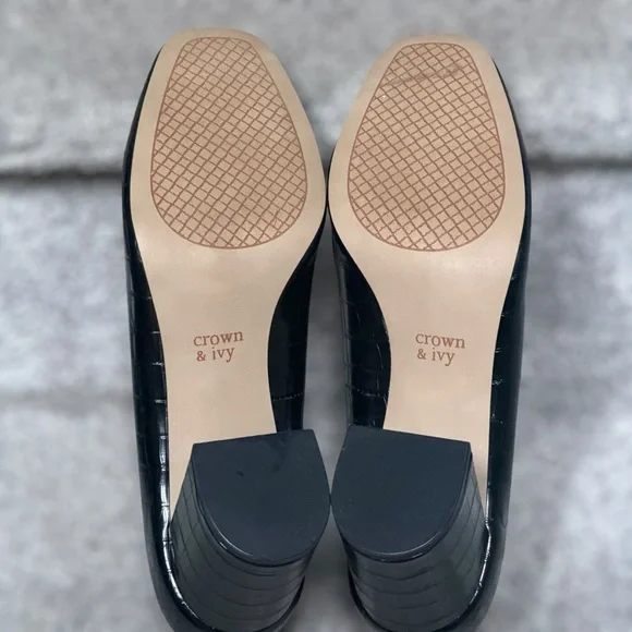 NEW Crown & Ivy Scarlett Cheetah Croc Embossed Block Heel Pumps Women’s 10 Chic - Picture 13 of 13